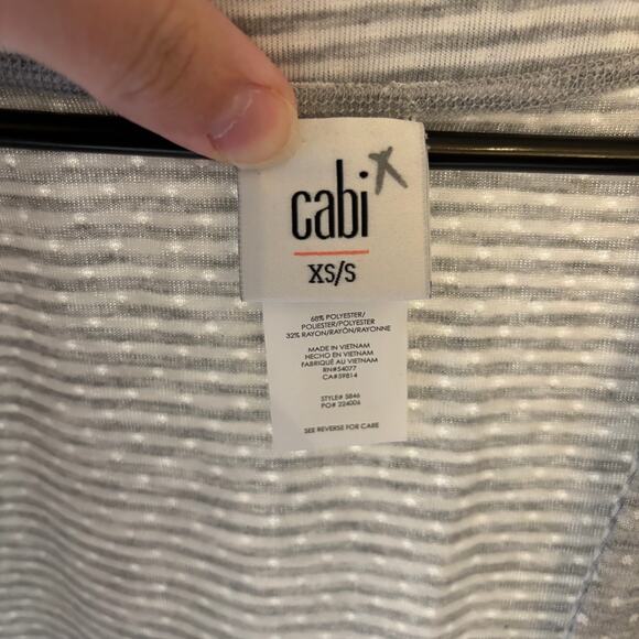 CAbi ATC EUC Women's Cape Cardigan Reversible Dots Stripe Gray Lagenlook XS/S - Picture 4 of 5